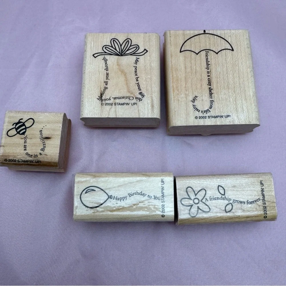 Stampin’ Up! 2002 The Fine Print 5pc Rubber Stamp Set Retired 🌸